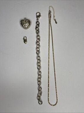 925 Necklace and link bracelet with extra clasp